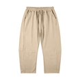 thumbnail image 4 of JIAYUE Women Pants Drawstring Elastic Waist Solid Color Baggy Wide Leg Capri Trousers for Outdoor Casual Wear, 4 of 4