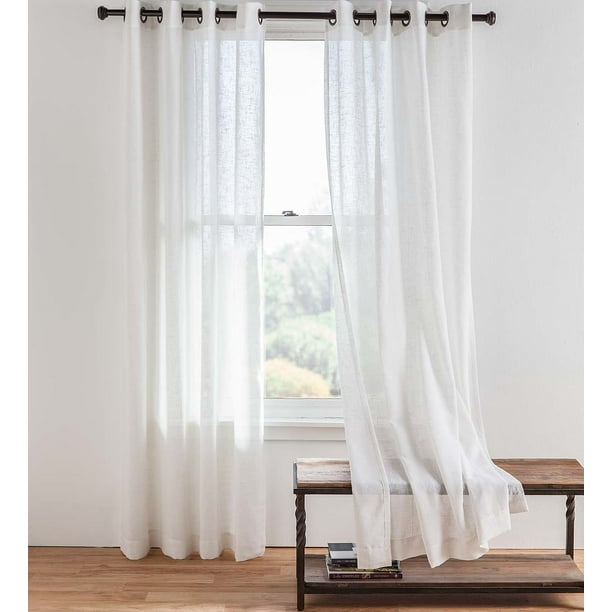 Single Sheer Linen Window Curtain Panel with Grommets - Walmart.com
