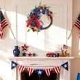 thumbnail image 6 of Patriotic Wreath for Front Door 17.7 Inch, Red White Blue Artificial Flower Decoration for 4th of July Memorial Day Independence Day, Outdoor Porch Wall Decor, 6 of 9