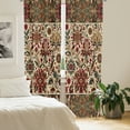 thumbnail image 2 of Ambesonne Floral Art Curtains 2 Panel Set, Ethno Oriental Leaves, Pair of - 28" x 63", Slate Brown Ruby Fawn, 2 of 4