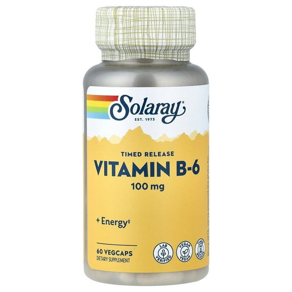 Vitamin B-6 100 mg Two-Stage Timed Release by Solaray - 60 Capsules