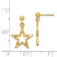 thumbnail image 3 of Real 14kt Yellow Gold Polished & Diamond-Cut Star Dangle Post Earrings; for Adults and Teens; for Women and Men, 3 of 3
