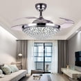 thumbnail image 6 of Miumaeov 42 inch Fan Ceiling Light and Remote Control Kit, Invisible Ceiling Fan with Light Crystal Chandeliers Fan LED Three-Color Lights Retractable Blades, Silver, 6 of 8