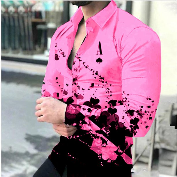 Camisas de hombre póquer negro rosa blanco una serie de nuevas camisetas casuales para hombre para fiestas al aire libre nuevas 2024 nuevas camisetas para hombre venta caliente tallas grandes