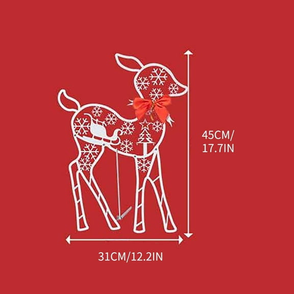 Vrorvz Christmas Outdoor Decorations Light Up Reindeer with 60 Led Lights for Patio and Yard Weather Resistant Holiday Decor for Festive Winter Atmosphere 13.8in White