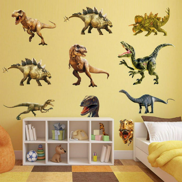 Jurassic Dinosaur Wall Sticker Peel and Stick Wallpaper Self-Adhesive Removable Wall Decals for Children's Room Bedroom Kindergarten Wall Decoration