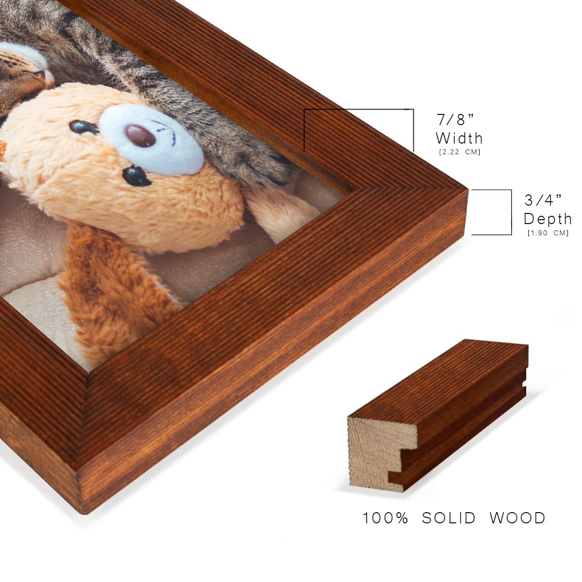 Grooved 3.5 in. x 5 in. Walnut Picture Frame Set (Set of 4)