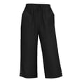 thumbnail image 3 of Outfmvch Capri Palazzo Pants Boho Pants for Women 2026 Palazzo Pants Cotton Linen Pants Linen Palazzo Trousers Plus Size Elastic Waist Trousers Palazzo Pants with Pockets Pull On Elastic Black S-2XL, 3 of 5