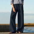 thumbnail image 2 of Ashirexll Womens Summer Pants, Cargo Pants Women, Spring Summer Solid Color Stretchy Waist Straight Casual Trousers, 2 of 7
