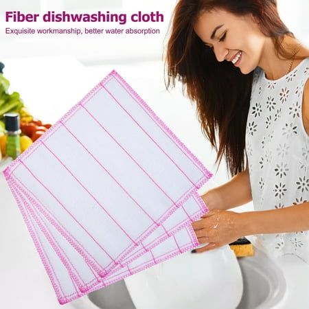 

3PC Nonstick Oil Fiber Dish Towel Five Ply Thickening Hand Towels Water Absorbent Kitchen Dishclout