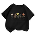 thumbnail image 4 of Girls Soft Summer Roundneck Tee For Kids With Print Comfort Fit Top For Everyday Wear Breathable Blend Shirt For Girls(Black,4-6 Years-), 4 of 4