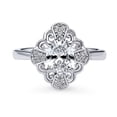 thumbnail image 2 of BERRICLE Sterling Silver Halo Wedding Engagement Rings Oval Cut Cubic Zirconia CZ Flower Ring for Women, Rhodium Plated Size 8, 2 of 9