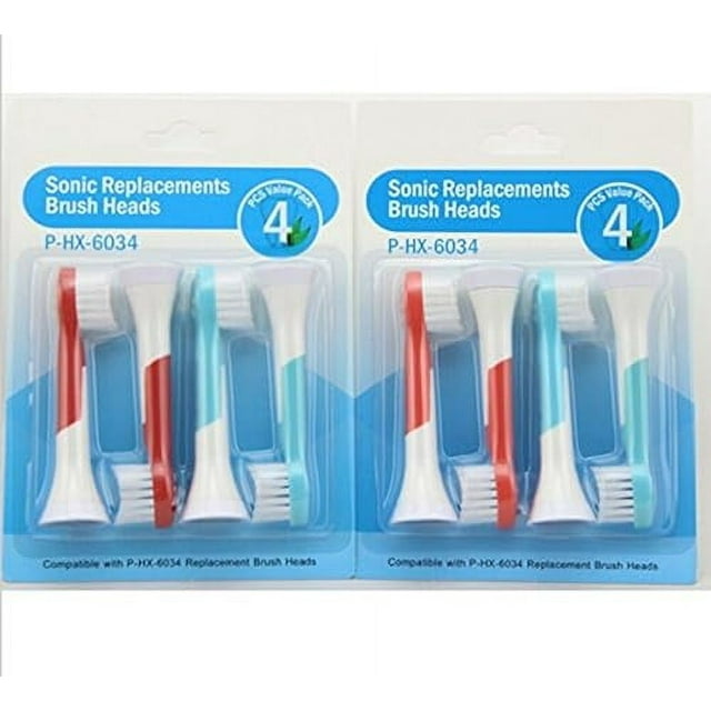 Generic Replacement Brush Heads for Philips Sonicare HX6032 HX6034 Kids Toothbrush Head, Compact (Pack of 8)