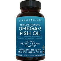Viva Naturals Triple-Strength Omega 3 Fish Oil Supplement, 2500 mg, 60 Pescatarian-Friendly Softgels