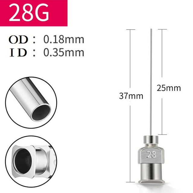 1 Pce Aiguille de Machine Distributrice 25 mm Aiguille de Machine Distributrice en Acier Inoxydable Aiguille d'Injection de Colle Industrielle 8 g-30 g Fluides 28 g