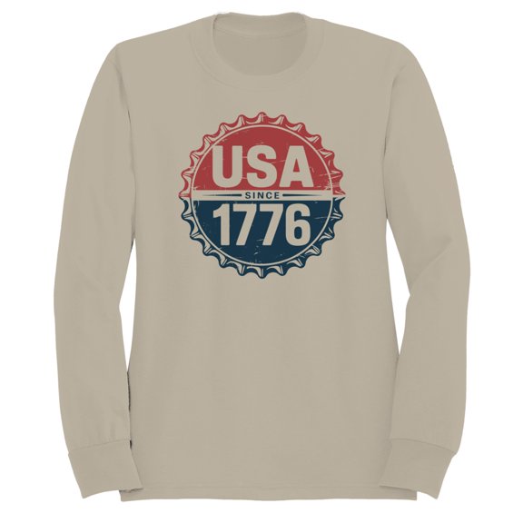 Smartprints USA Since 1776 Vintage Patriotic Men's Sweatshirt, Sand, S