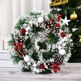 thumbnail image 2 of SAYOO Christmas Household Decorative Garland, Simulation Leaves Wreath Bow Rattan Hoop Festival Door Wall Hanging Ornament, 2 of 8