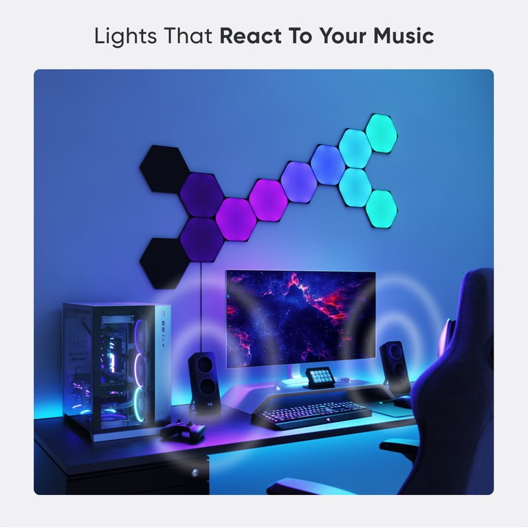 Nanoleaf(ナノリーフ) Shapes Ultra Black Nanoleaf Shapes Ultra Black Hexagons Smarter Kit, 9pk – Modern LED
