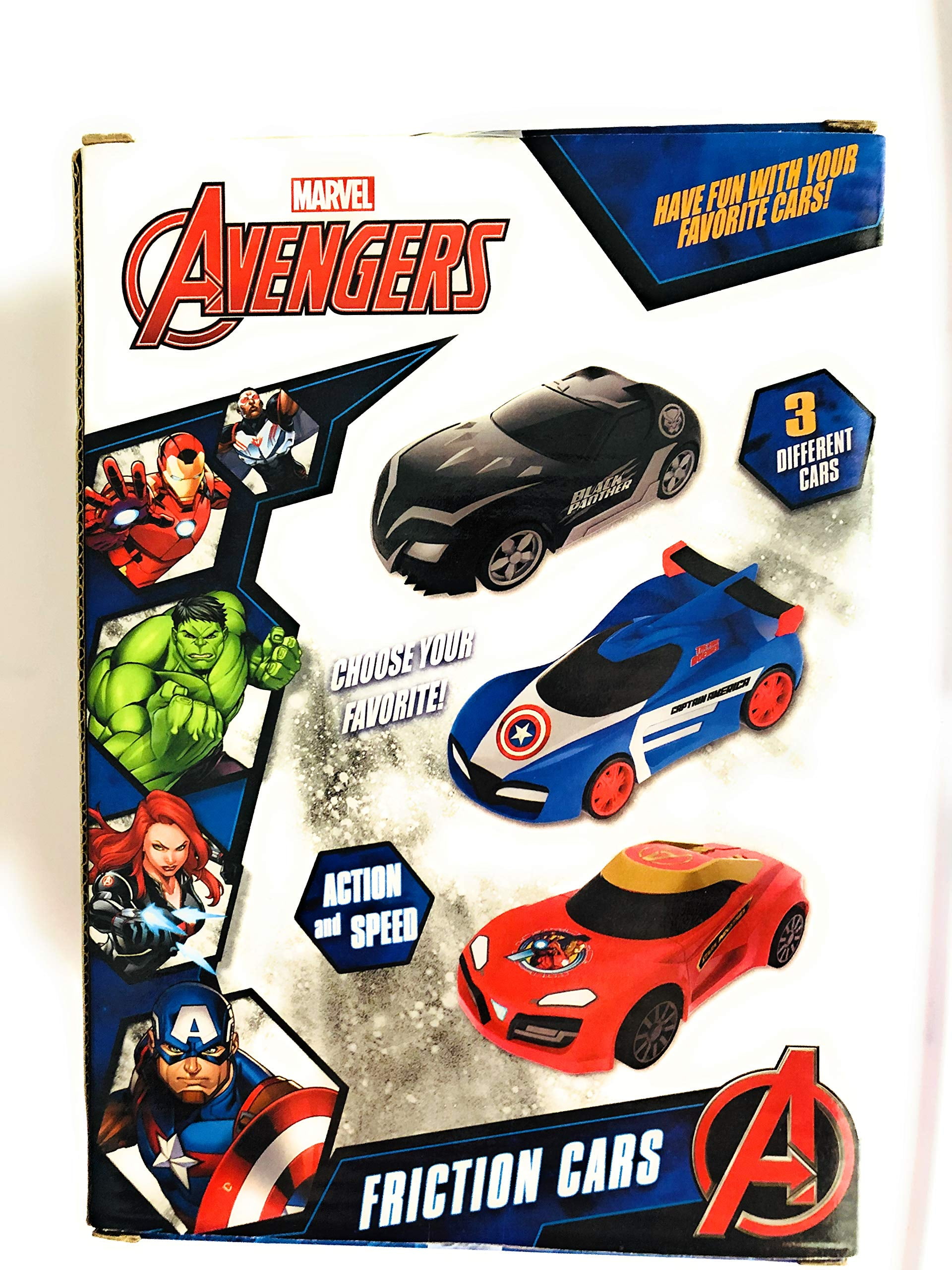 Marvel Avengers Friction Cars Captain American Iron Man Black Panther 