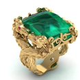 thumbnail image 3 of 14k Dragon Ring Green Chalcedony Gemstone Men Gift For friend Ring, 3 of 4