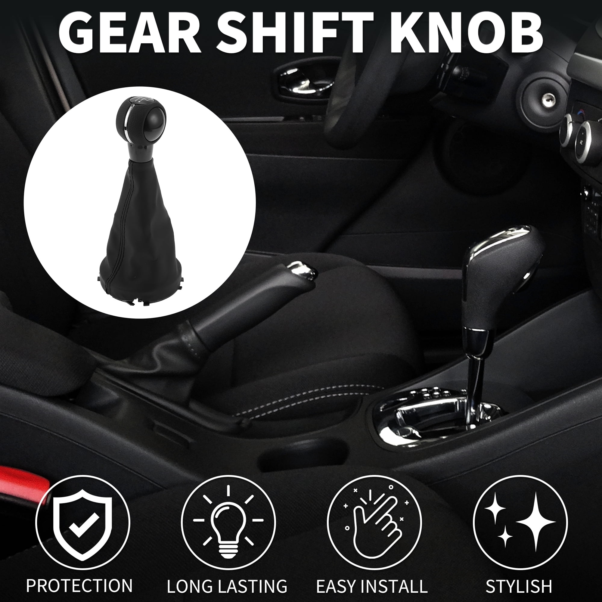 Unique Bargains Gear Shift Knob with Cover 5 Speed Manual Stick Shifter Knob for Mini Cooper F55 F56 Faux Leather