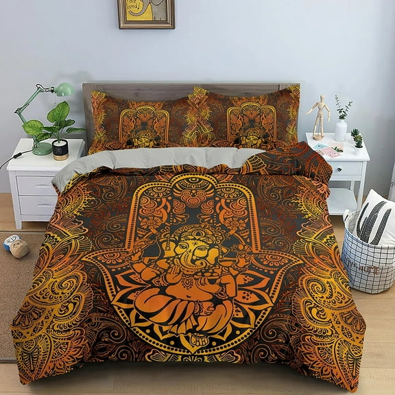 Hand of Fatima Duvet Cover Set Floral Pattern 3D Print Polyester Comforter Cover for Teens Adults Bedding Set King Size