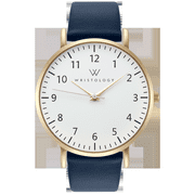 Olivia Womens Numbers Boyfriend Watch Navy Royal Blue Leather Strap