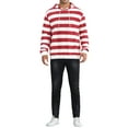 thumbnail image 2 of INSPIRE CHIC Men's Sweatershirts Stripes Hoodie Front Pocket Drawstring Long Sleeve Pullover Sweatshirts XL Red White, 2 of 6