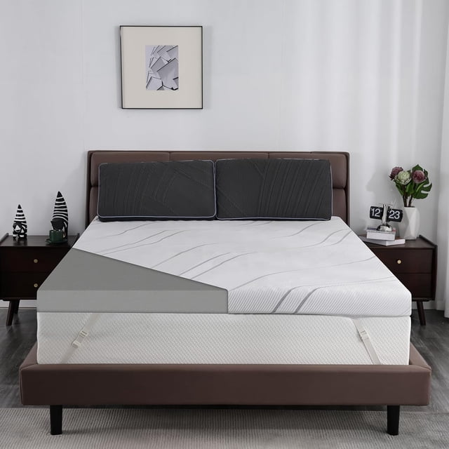 Ultra Firm Mattress Topper Queen Size, 3 Inch Extra Firm Mattress Pad for Pain Relief, High Density Support Bed Topper with Removable & Washable Cover, CertiPUR-US, No Smell