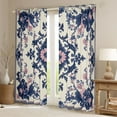 thumbnail image 3 of Feelyou Vintage Hippie Damask Black Out Curtains, Boho Blue Flower Floral Curtains Pack of 2 (42x63 Each), Southwestern Style Bedroom Curtains, Curtains and Drapes Decor, 3 of 7