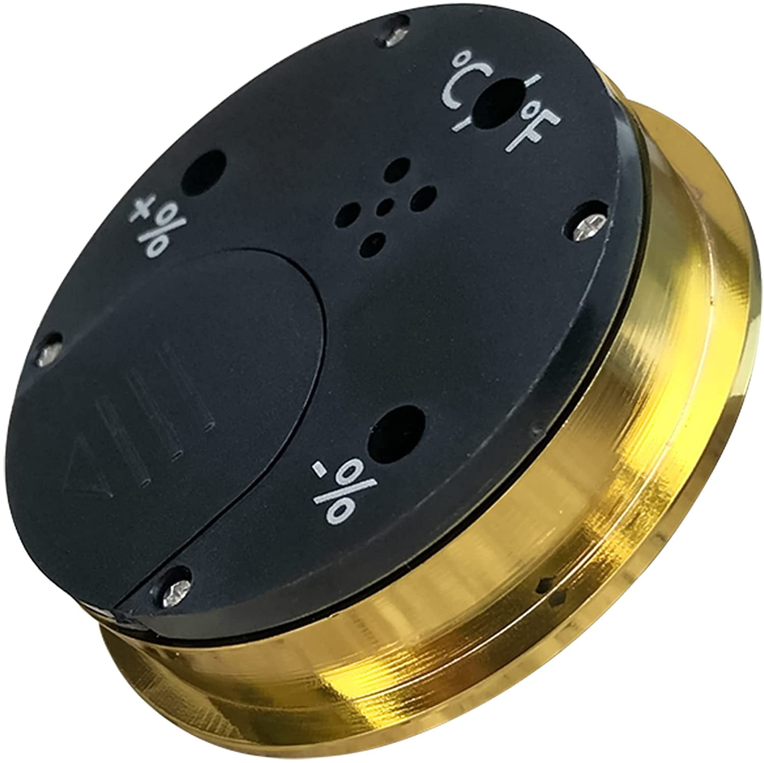 Prestige Import Group Round 2" Digital Hygrometer Thermometer for Cigar Humidors - Gold - 2 Pieces