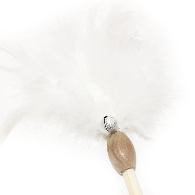 Kitten Wand Faux Feather Interactive Kitten Teaser Toy Cat Toy Wand with Bell