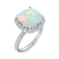 thumbnail image 2 of SuperJeweler 5 1/2 Carat Cushion Cut Created Opal and Halo Diamond Ring In Sterling Silver For Women, 2 of 6