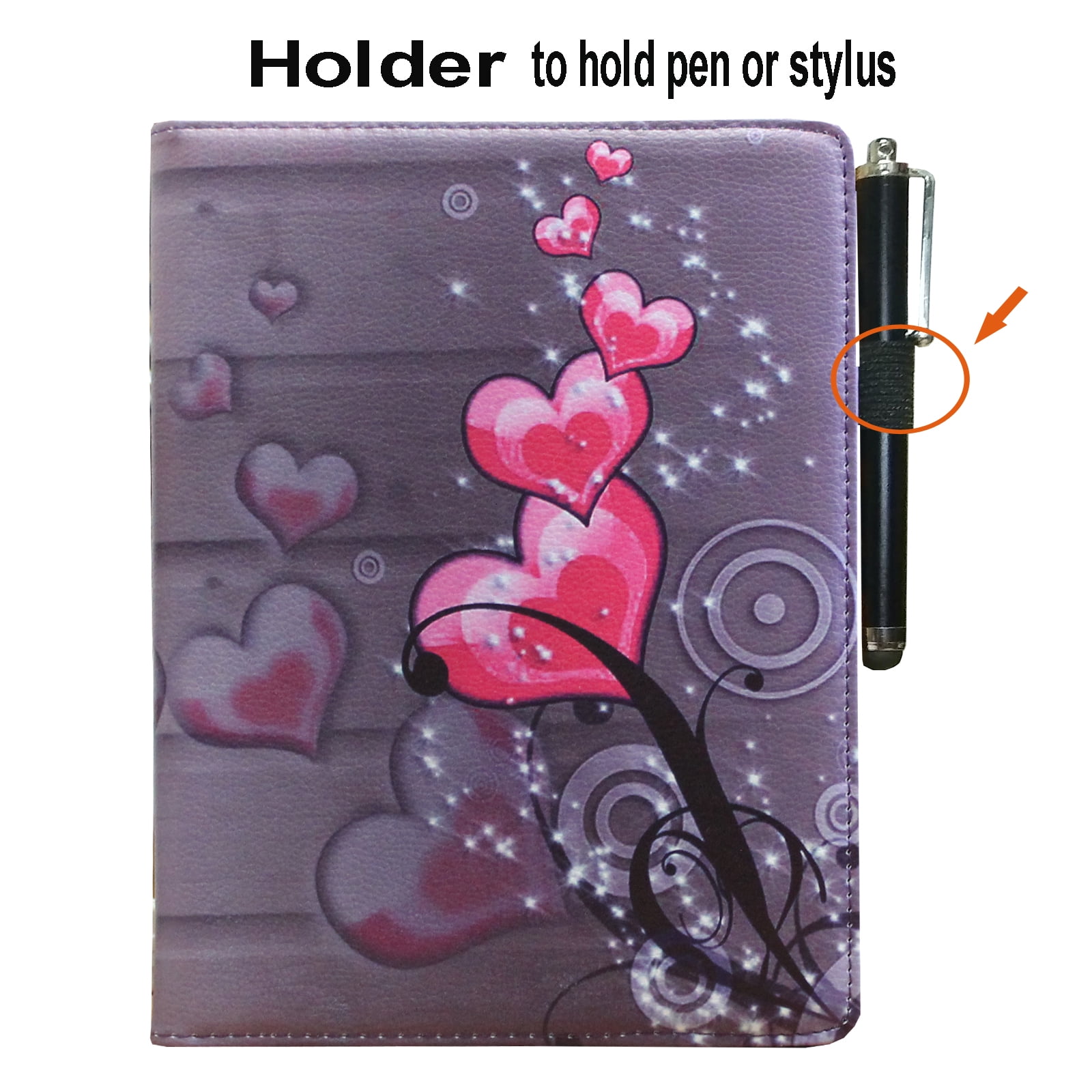 JYtrend Smart Case for iPad 5th / 6th Generation with Pencil Holder, Rotating Stand Magnetic Auto Wake Up/Sleep Cover for 2017 / 2018 iPad 9.7 Model A1893 A1954 A1822 A1823 (Heart Flower)