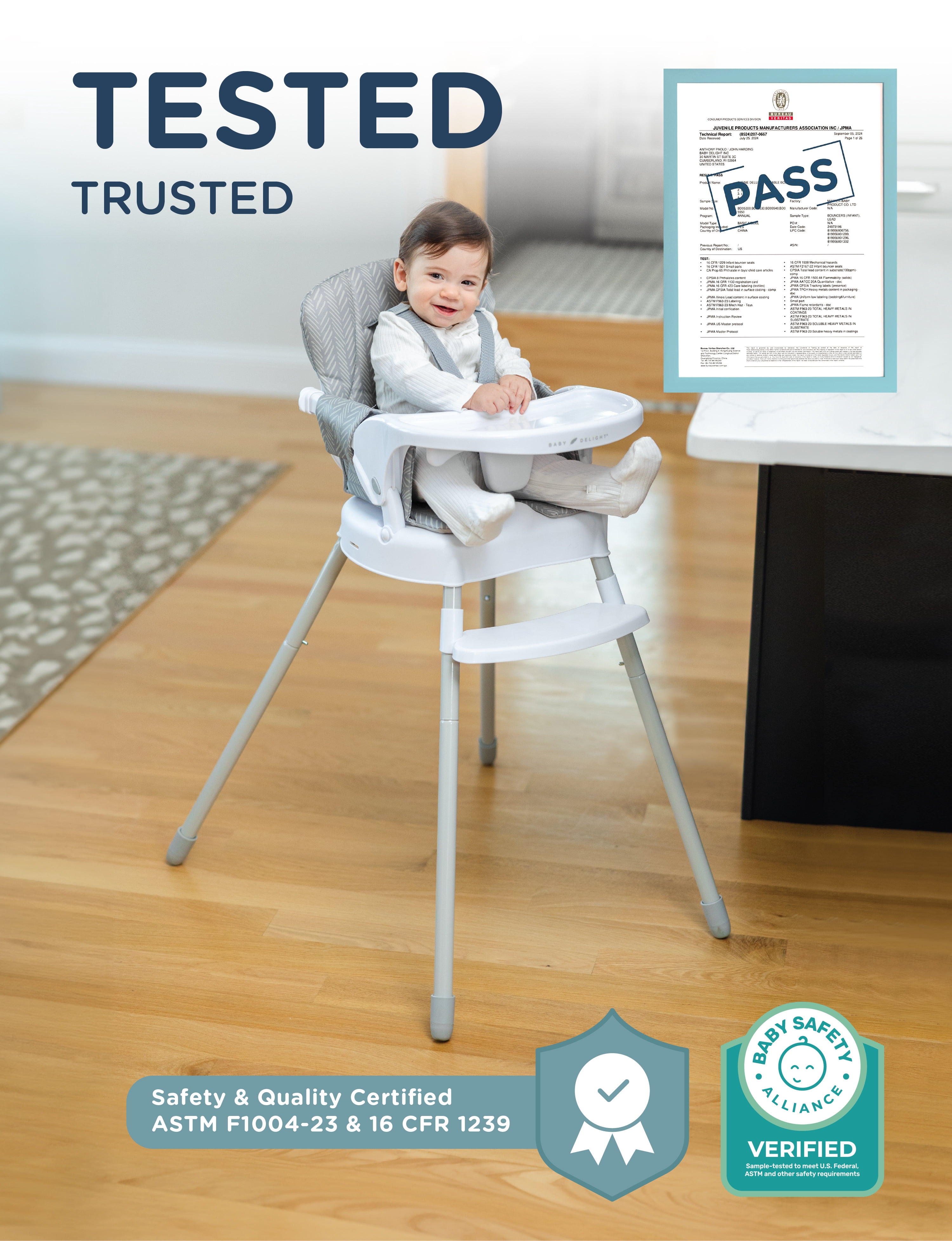 Baby Delight Ascent 3-in-1 Highchair, Grey