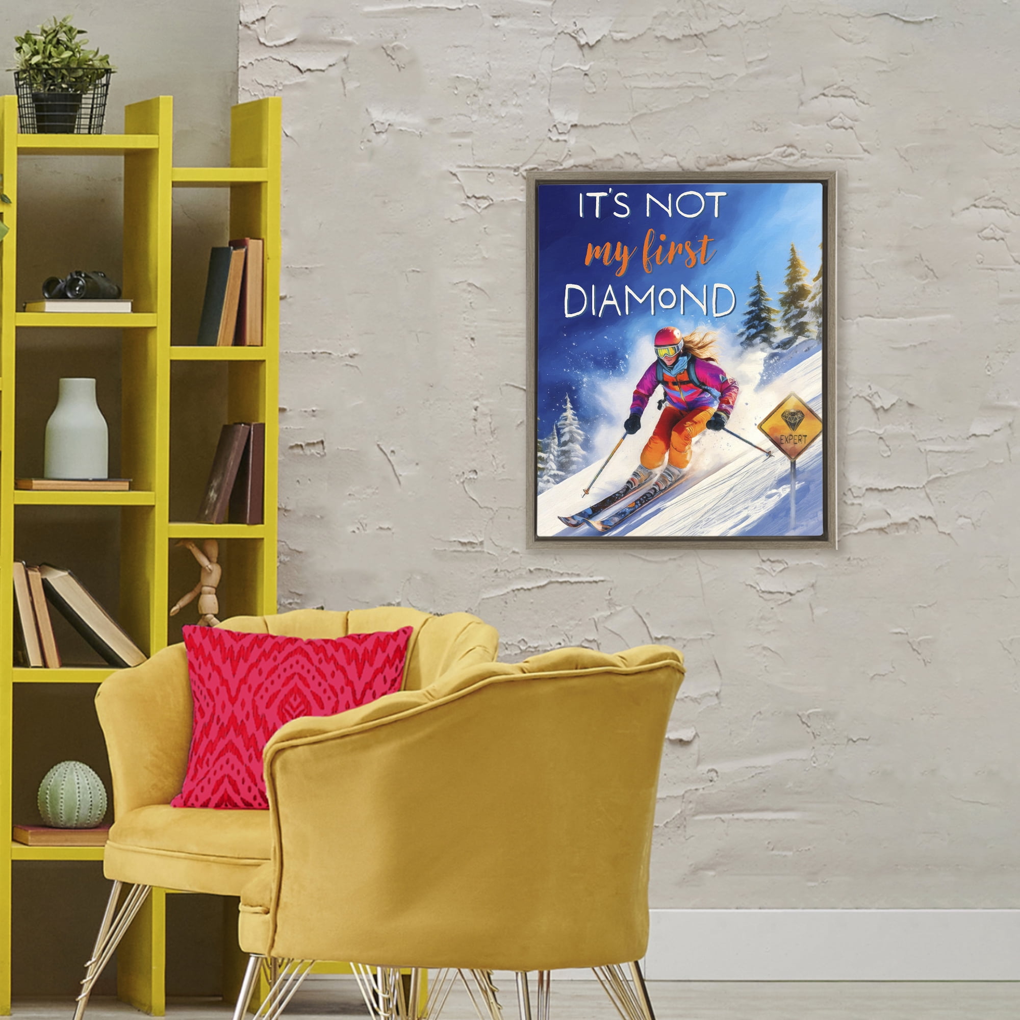 Stupell Industries Not My First Diamond Brown Framed Floater Canvas Wall Art, design by Grotto Studios