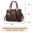 thumbnail image 2 of Bolso Bandolera De Cuero para Mujer Gran Capacidad Marrón/Cintas rojo, 2 of 4