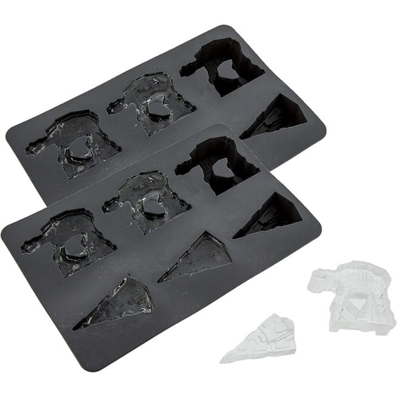 Star Wars Silicone Ice Cube Trays, 2-Pack - Imperial Walker & Star Destroyer - Makes 12 Cubes - Food Grade Silicone Mold for Baking, Candy, Chocolate, Soap & More