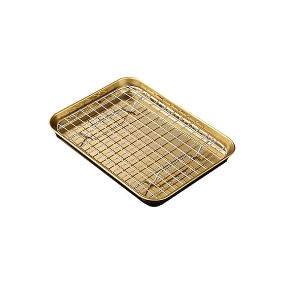 JWDX Baking Trays and Trays Clearance, 1 Set Stainless Stel Bakeware Rectangular Tray Food Storage Tray App Etizer Plates Flat Bottom Baking Pan Cool Ing Rack Baking Dish Drying Rack Kitchen