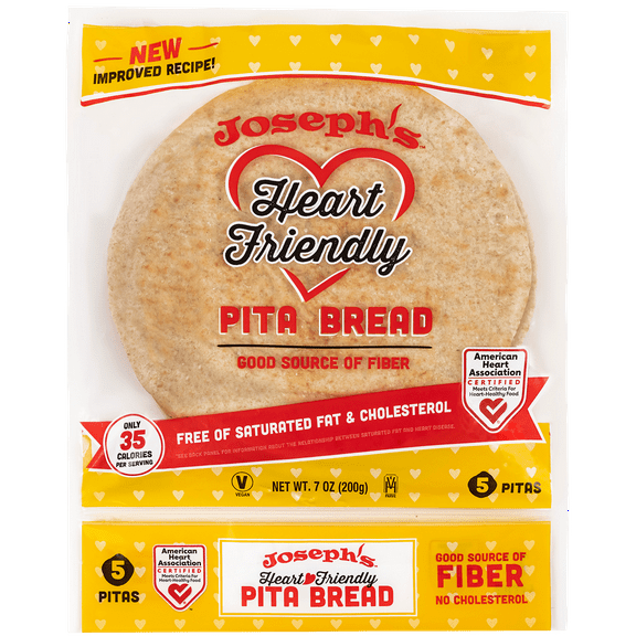 Joseph’s Heart Friendly Whole Wheat Pita Bread, 5 Count 7 Oz, Shelf Stable