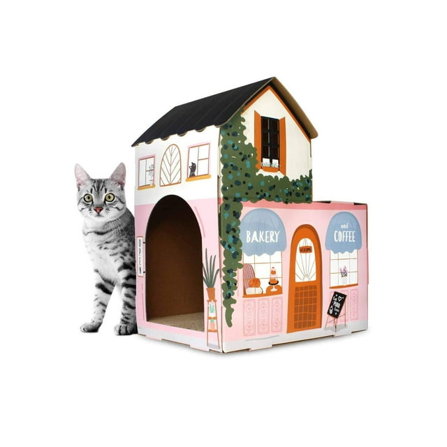 American Cat Club Cat House & Cat Scratcher w/Bonus Catnip Included (ACC2036)
