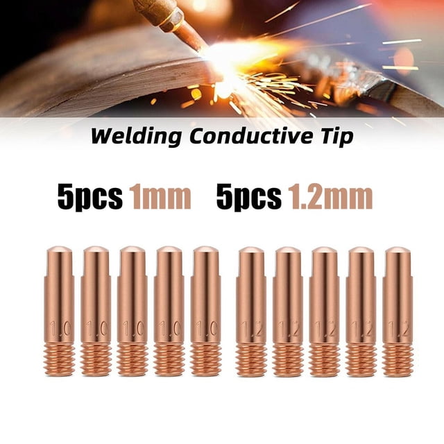 10Xmb-15Ak M6*25mm Mig Mag Welding Torch Contact Tips Aperture Gas Nozzle Copper