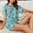 thumbnail image 4 of Balery Sea Otters Family In Blue Water Conjunto de Pijama para Mujer con Estampado, Dos Piezas de Manga Corta y Shorts, Ropa de Dormir Suave con Cuello Redondo y Bolsillos-XX-Large, 4 of 6
