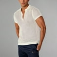 thumbnail image 2 of MIXUE Polo Shirts For Men Summer Mesh Hollow Out Solid Color Lapel Button Down Short Sleeve Loose Casual Sportswear,White,M, 2 of 8