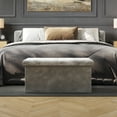 thumbnail image 6 of Lavish Home 30-inch Velvet Tufted Storage Ottoman, Footrest, or Linen Chest Gray, 6 of 10