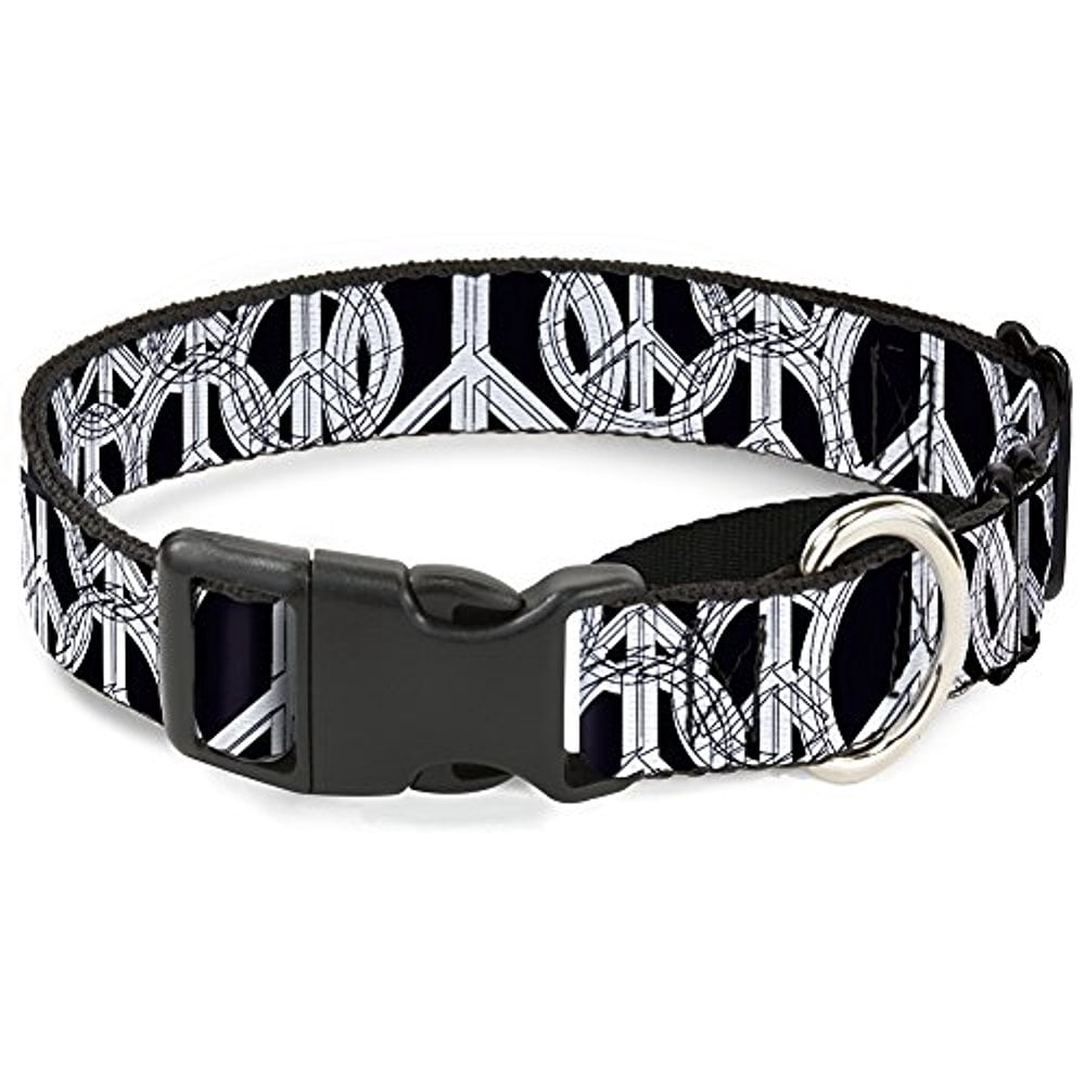 Buckle-Down Peace Sketch Black White Martingale Dog Collar