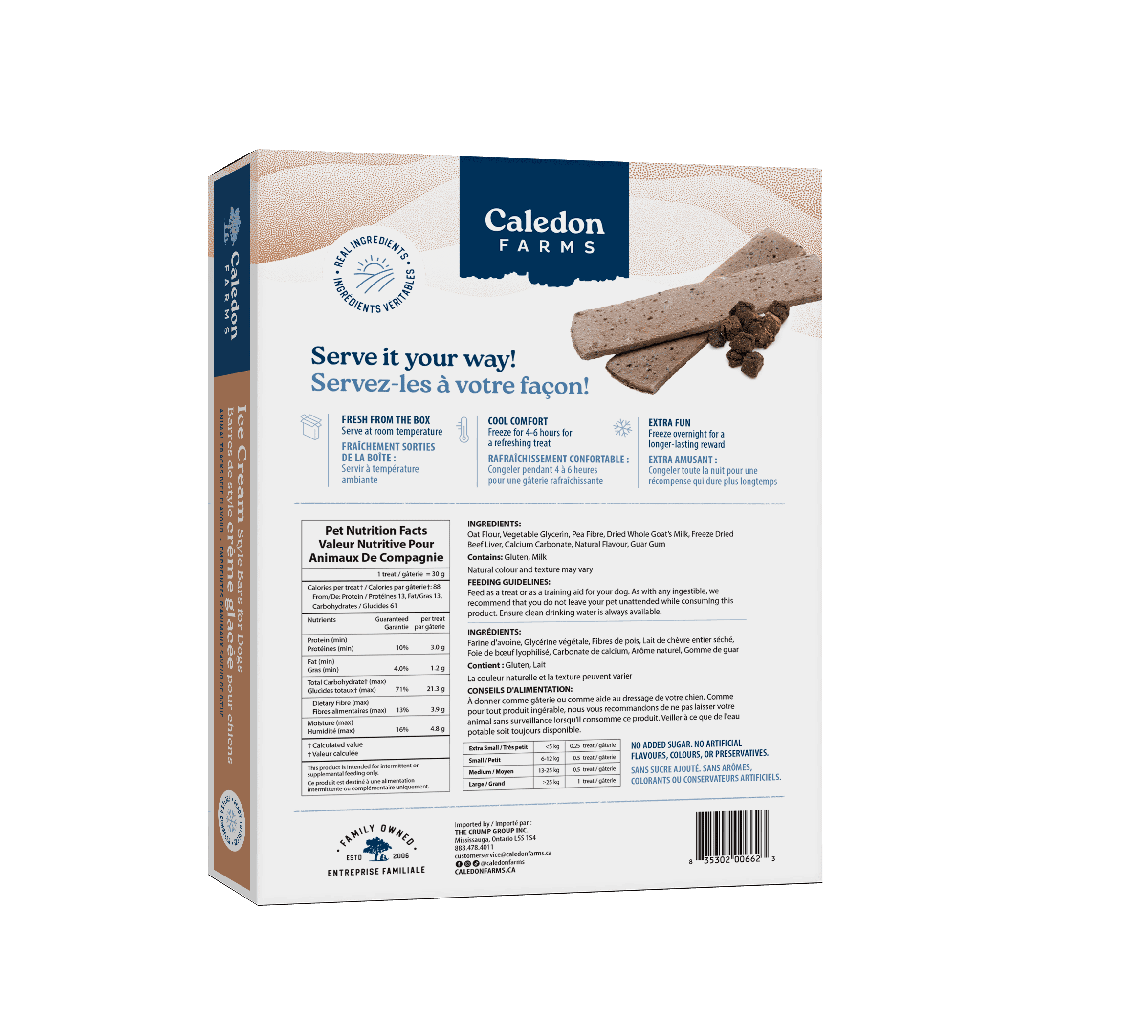 Caledon Farms Ice Cream Style Bars for Dogs Animal Tracks Beef Flavour Dog Treats