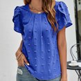 thumbnail image 2 of Blouses à Manches Courtes pour Femmes Mode Manches Courtes Col Rond Couleur Unie Hauts Amples Blouse Pull Tricoté Hauts à Manches Courtes Blouse à Manches Courtes pour Femmes, 2 of 7