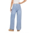 thumbnail image 4 of Forever 21 Women's Blue Y2K Wide-Leg Denim Pants, Lace Trim Waistband Detail for Everyday Casual Wear, Size 6, 4 of 6