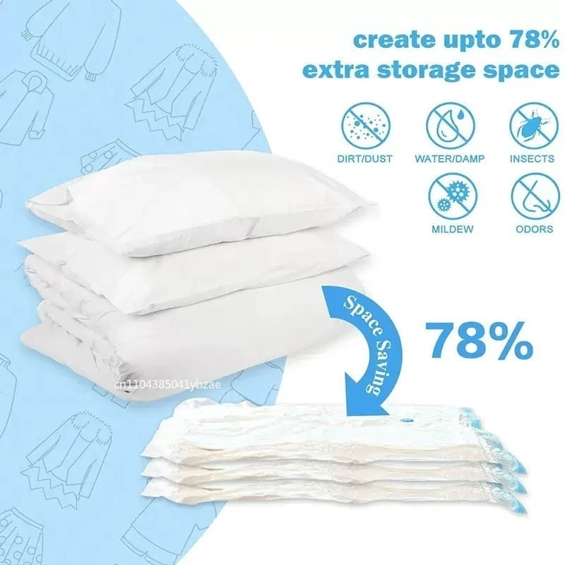5pcs Thickened Vacuum Compression Bag,Transparent Quilt Vacuum Bags, Storage Bags, Household Clothing Storage and Sorting Bag